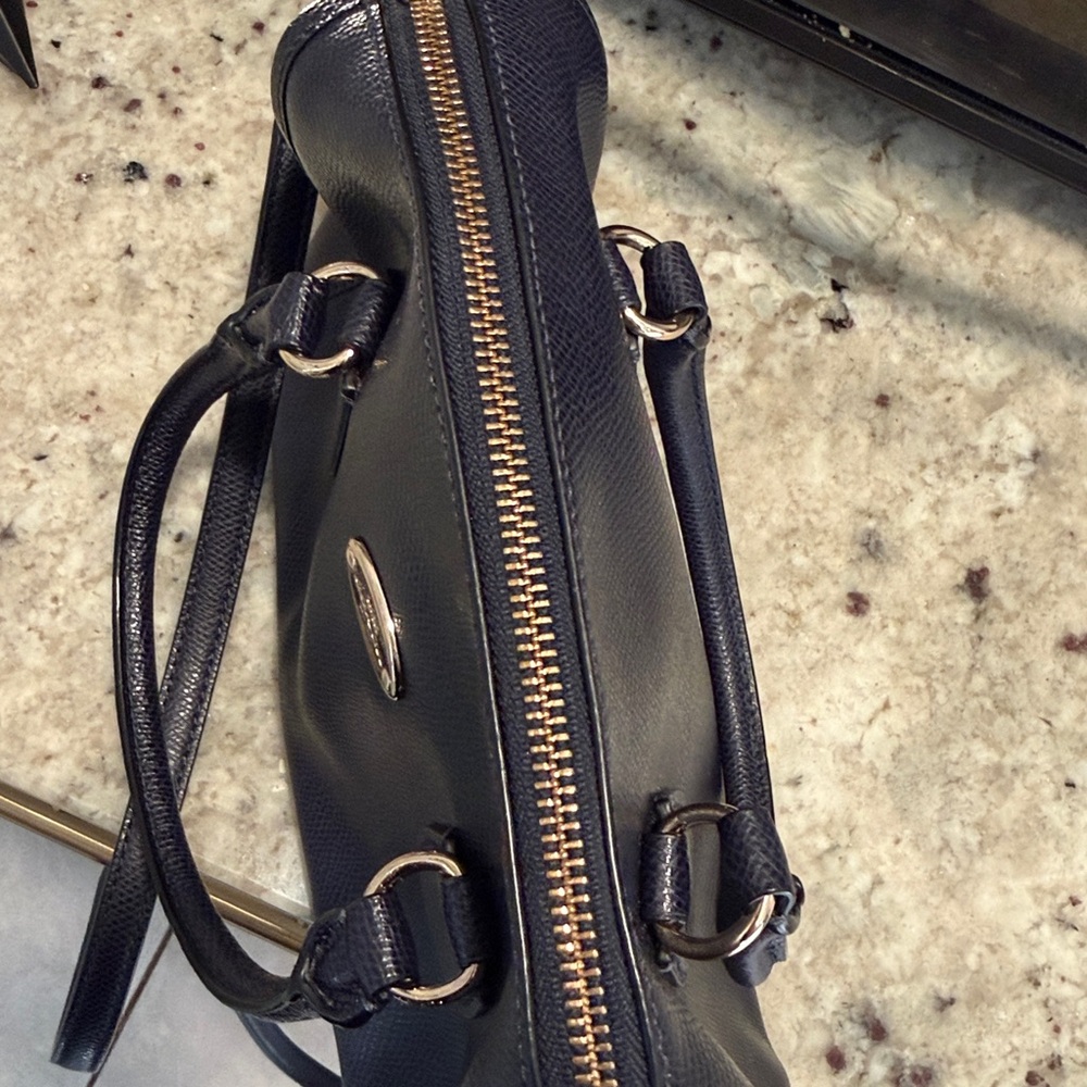 Navy Women's Leather Satchel Handbag - Classic Structured Purse navy - Picture 6 of 8